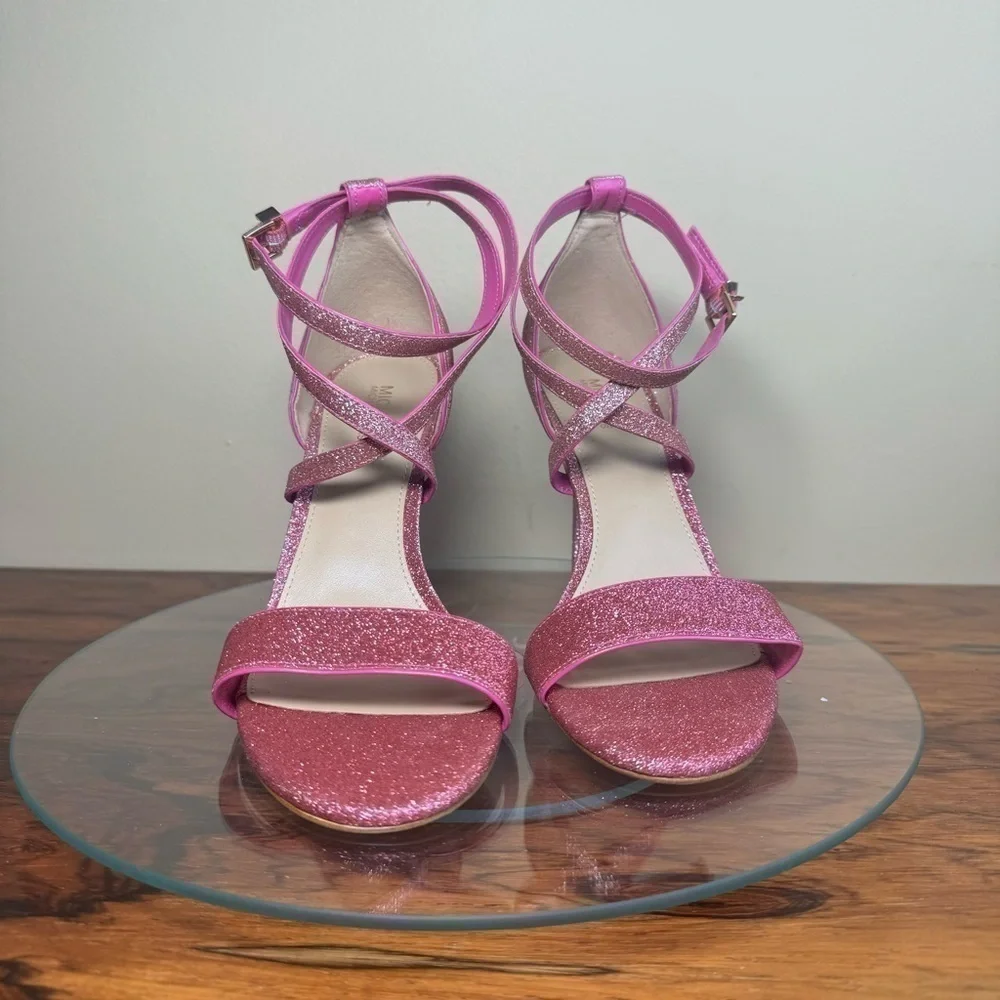 Michael Kors Astrid Glitter Fuchsia Heeled Sandal